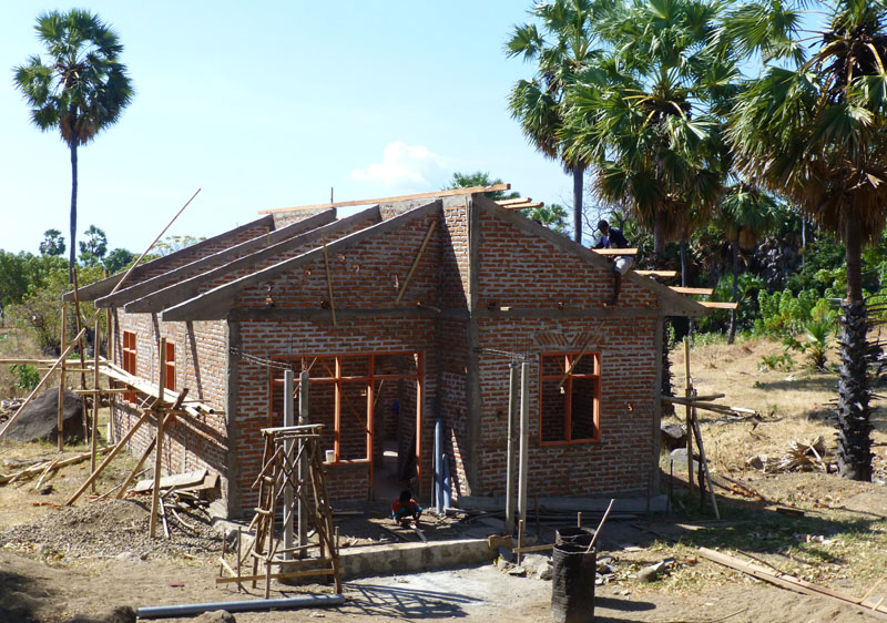 Construction d'une maison en briques